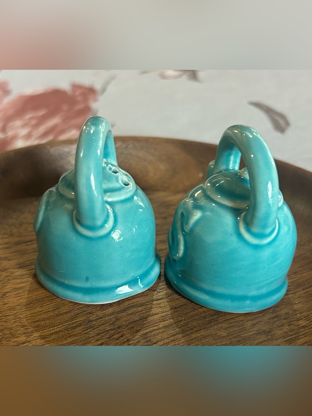 🐕3/20 Ceramic Turquoise Teapot Salt & Pepper Shaker Set - Picture 2 of 6